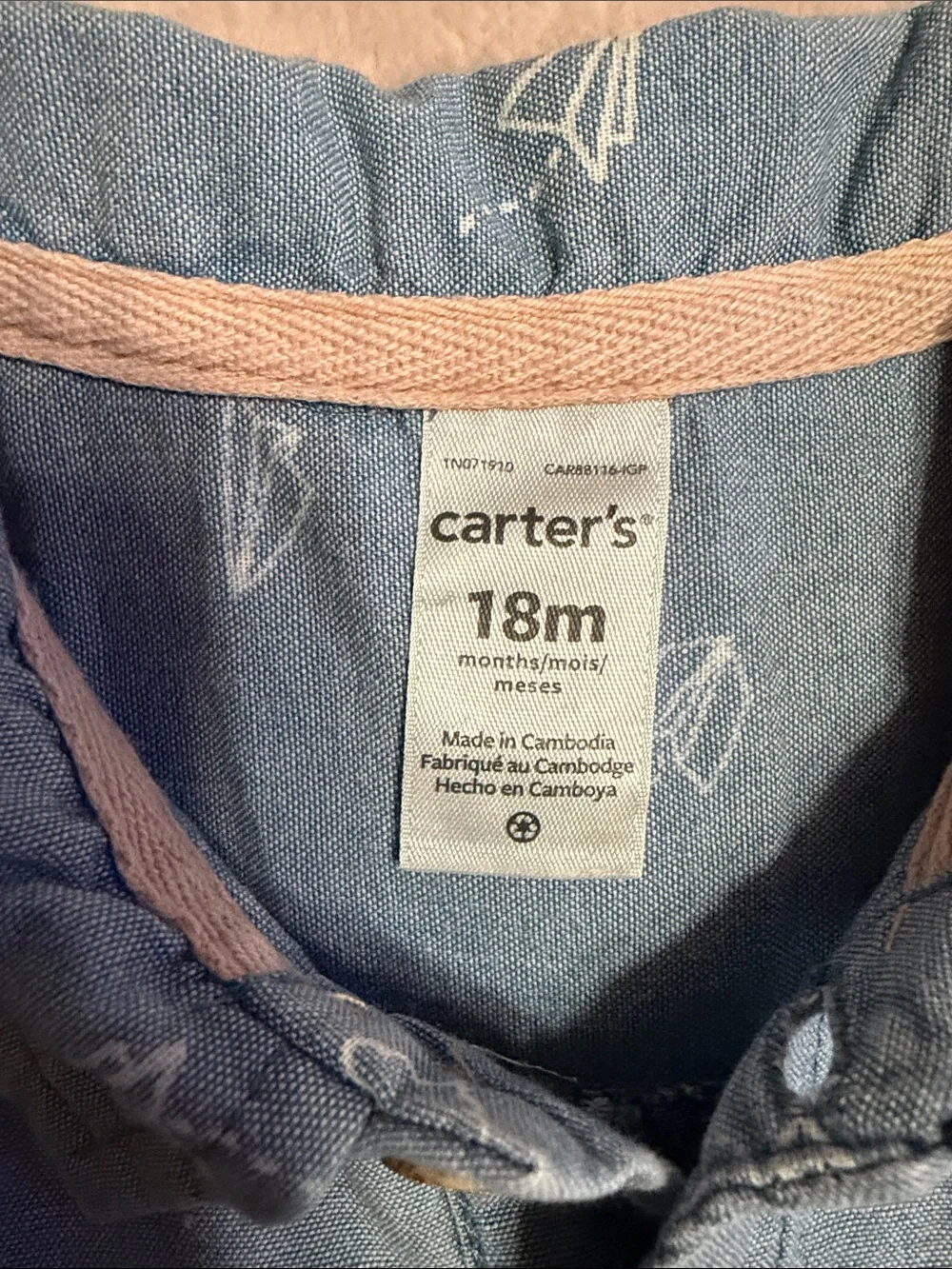 Carter's Blue‎ Short-Sleeve Paper Airplane Romper